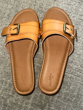 Universal Thread Cognac Leather Slide Mules with Buckle